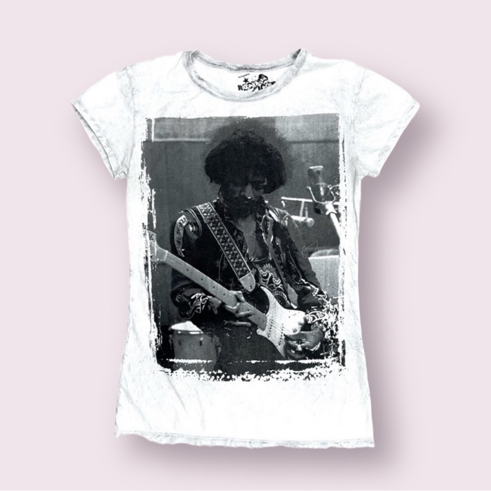 Rock Icons Jimi Hendrix T Shirt Junior’s Large Acid Wash Gray Black